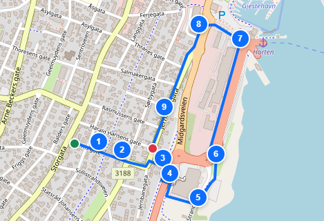 Preview of a trail route